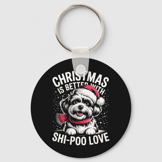 Schattige Kerst Puppy Hond Kerst Is Beter Met Sleutelhanger (Voorkant)