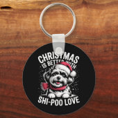 Schattige Kerst Puppy Hond Kerst Is Beter Met Sleutelhanger (Voorkant)