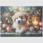 Schattige Kerst Puppy Knutsel Decoupage Tissuepapier (Voorkant)