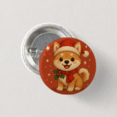 Schattige Kerst Puppy Ronde Button 3,2 Cm (Voorkant /achterkant)