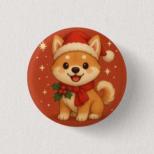 Schattige Kerst Puppy Ronde Button 3,2 Cm (Voorkant)