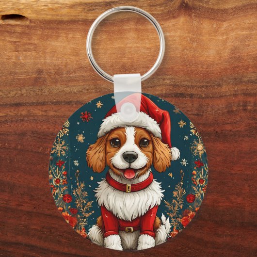 Schattige kerst puppy sleutelhanger (Voorkant)
