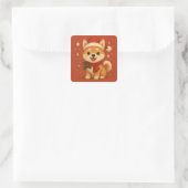 Schattige Kerst Puppy Vierkante Sticker (Tas)
