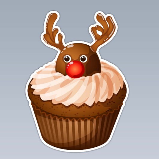 Schattige Kerst Reindeer Cupcake Chocolade Geweien Sticker