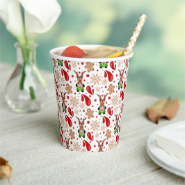 Schattige Kerst Reindeer in het Rood Papieren Bekers
