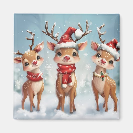 Schattige Kerst Reindeer Magneet (Voorkant)