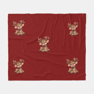 Schattige Kerst Reindeer Sticker – Kawaii Winter   Fleece Deken