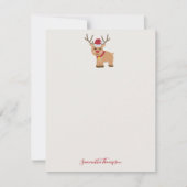 Schattige Kerst Rendier Aangepaste Naam Notitiekaartje (Voorkant)