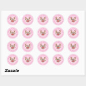 Schattige Kerst Rendier Cartoon Girly Pink Ronde Sticker (Vel)
