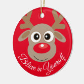 Schattige Kerst Rendier Cartoon Inspirerend Keramisch Ornament (Links)