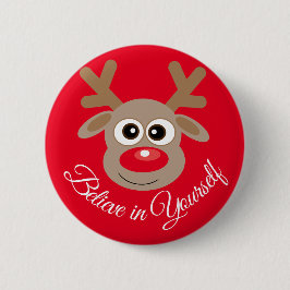 Schattige Kerst Rendier Cartoon Inspirerend Ronde Button 5,7 Cm