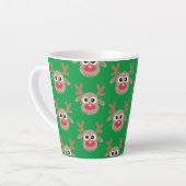 Schattige Kerst Rendier Cartoon Pattern Groen Latte Mok (Linkerhoek)