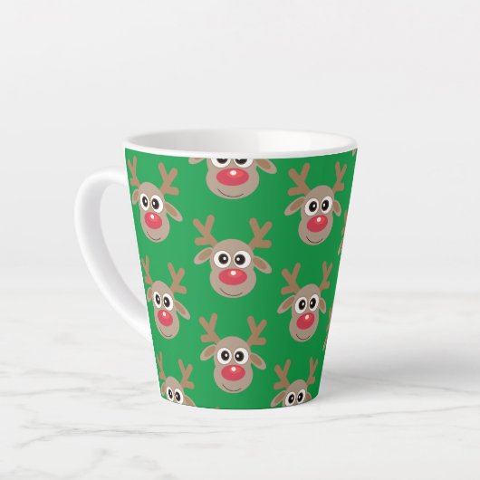 Schattige Kerst Rendier Cartoon Pattern Groen Latte Mok (Linkerhoek)