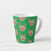 Schattige Kerst Rendier Cartoon Pattern Groen Latte Mok (Rechterhoek)