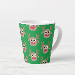 Schattige Kerst Rendier Cartoon Pattern Groen Latte Mok