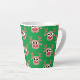 Schattige Kerst Rendier Cartoon Pattern Groen Latte Mok
