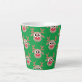Schattige Kerst Rendier Cartoon Pattern Groen Latte Mok (Voorkant)