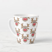 Schattige Kerst Rendier Cartoon Pattern Wit Latte Mok (Linkerhoek)