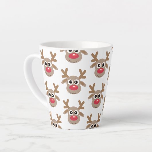 Schattige Kerst Rendier Cartoon Pattern Wit Latte Mok (Linkerhoek)