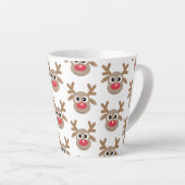 Schattige Kerst Rendier Cartoon Pattern Wit Latte Mok (Rechterhoek)