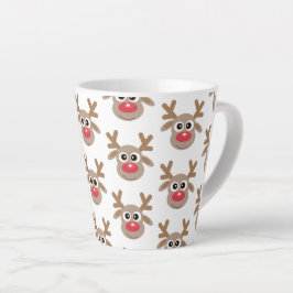 Schattige Kerst Rendier Cartoon Pattern Wit Latte Mok