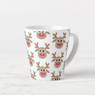 Schattige Kerst Rendier Cartoon Pattern Wit Latte Mok
