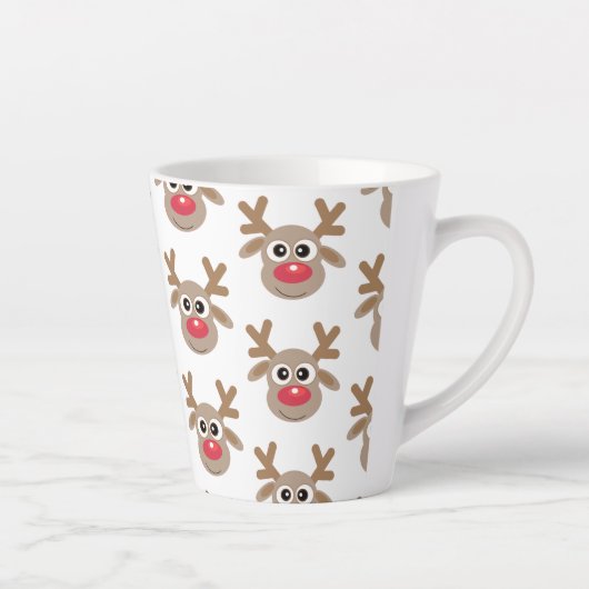 Schattige Kerst Rendier Cartoon Pattern Wit Latte Mok (Rechts)