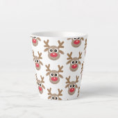Schattige Kerst Rendier Cartoon Pattern Wit Latte Mok (Voorkant)