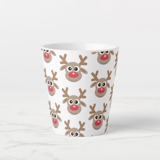 Schattige Kerst Rendier Cartoon Pattern Wit Latte Mok (Voorkant)