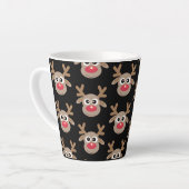 Schattige Kerst rendier Cartoon Pattern Zwart Latte Mok (Linkerhoek)