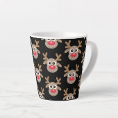 Schattige Kerst rendier Cartoon Pattern Zwart Latte Mok (Rechterhoek)