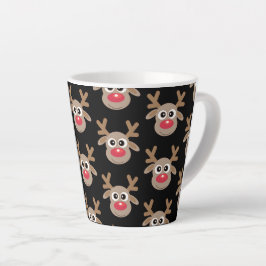 Schattige Kerst rendier Cartoon Pattern Zwart Latte Mok