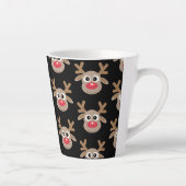 Schattige Kerst rendier Cartoon Pattern Zwart Latte Mok (Rechts)