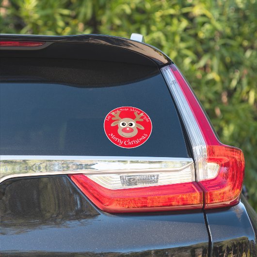 Schattige Kerst Rendier Cartoon Rood Wit Type Sticker (Auto Zijkant)