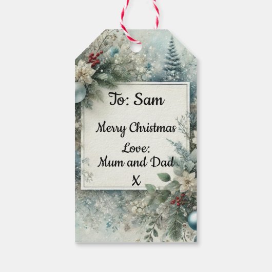 Schattige Kerst Rendier retro waterkleur Cadeaulabel (Achterkant)