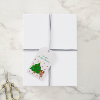 Schattige Kerst Rendier Rode Rudolph Tree Gift Lab Cadeaulabel