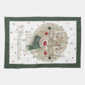 Schattige Kerst Rendier Theedoek - Groen (Horizontaal)
