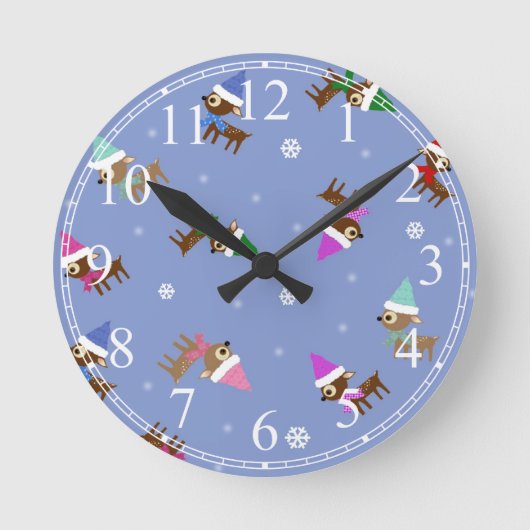 Schattige Kerst Rendier Vakantie Kunst Ronde Klok (Voorkant)