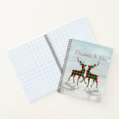 Schattige Kerst Rendieren Buffalo Plaid Notitieboek (Binnen)