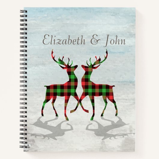 Schattige Kerst Rendieren Buffalo Plaid Notitieboek (Voorkant)