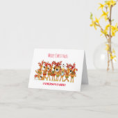 Schattige Kerst Rendieren Die Zingen Kaart (Gele Bloem)