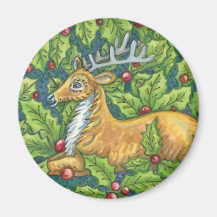 Schattige Kerst Rendieren in Bos met Hulst Magneet