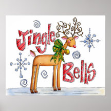 Schattige Kerst Rendieren, Jingle Bells Sneeuwvlok