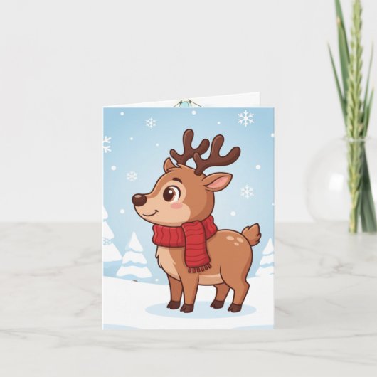 Schattige Kerst Rendieren Kaart (Voorkant)