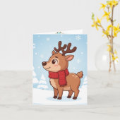 Schattige Kerst Rendieren Kaart (Gele Bloem)