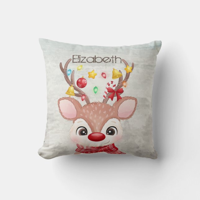 Schattige Kerst Rendieren  Kussen (Voorkant)