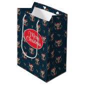 Schattige Kerst Rendieren Medium Cadeauzakje (Voorkant Gekanteld)