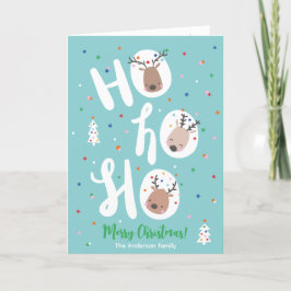 Schattige Kerst Rendieren met Hohoho tekst Feestdagen Kaart