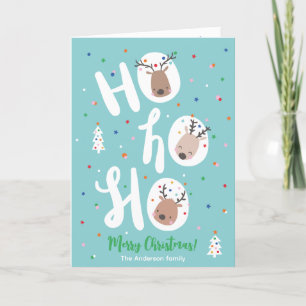 Schattige Kerst Rendieren met Hohoho tekst Feestdagen Kaart