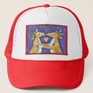 Schattige Kerst Rendieren, Romantische Kus met Mis Trucker Pet